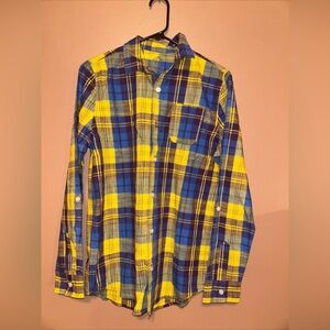 Thereabouts Plaid Button Up Shirt, Boy's Size XL(18) Yellow Multi NEW MSRP $30